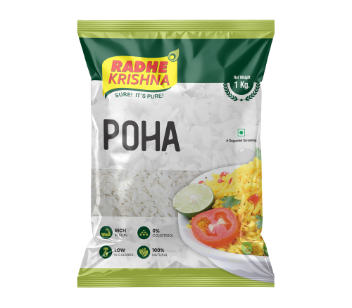 Radhe Krishna Rice Poha packet, 1 Kg (green)