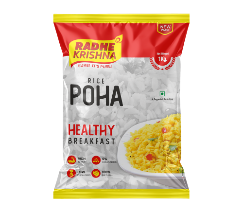 Radhe Krishna Rice Poha packet, 1 Kg (red)
